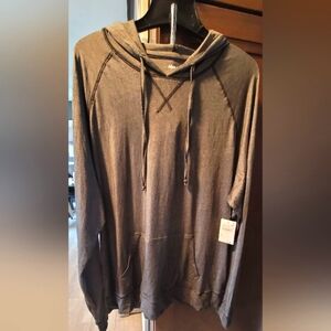 Lightweight Hoodie Shirt, Gray, Size XL